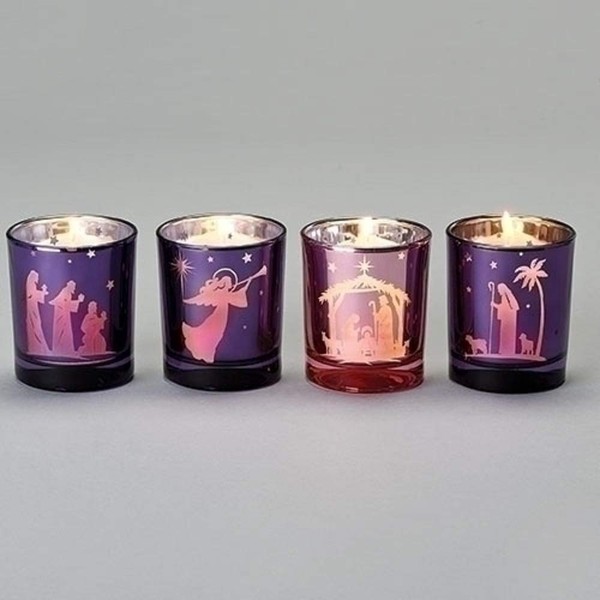 Roman 4 Pieces Nativity Votive Candle Holder 4 Scenes
