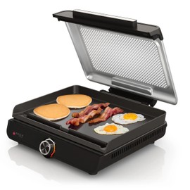 Ninja Sizzle Indoor Griddle, 14’’, Electric Grill, For Eggs, Burgers, Bacon, Pancakes, Veggies, and More, Nonstick, Dishwasher Safe, 500F, Even Cooking, GR100GDL (Renewed)