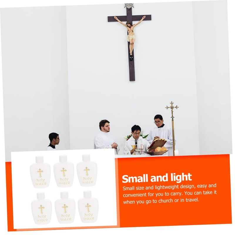 ORFOFE 6pcs Holy Water Bottles Refillable Containers Cross Design for