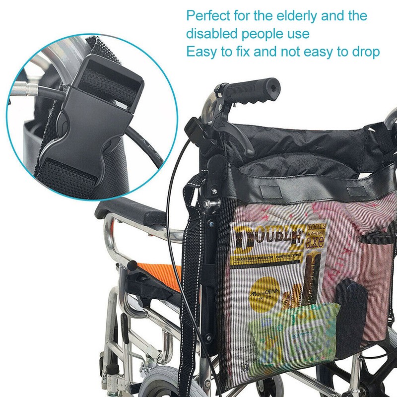 6 Pockets Wheelchair Back Storage Bag Garden Cart Mesh Cloth