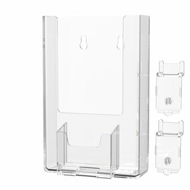 Marketing Holders Slatwall Brochure Holder with Card Slot for 4" Trifolds and 2" x 3.5" Info Cards in Retail Stores Theme Parks and Travel Agencies Space Saving Clear Acrylic Display