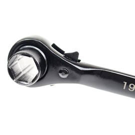 Hexagon Scaffold Podger Ratchet Spanner Ratcheting Socket Wrench Tool 19mm/22mm (Black)