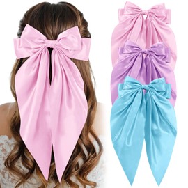 Hair Accessories - 3 Pcs Oversized Satin Hair Barrettes, Ribbon Bowknot Clips for Women Girls
