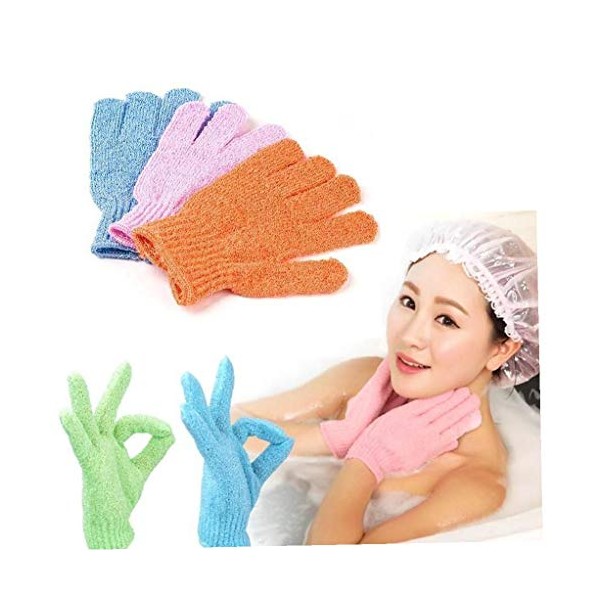 Angoter 2 PCS Nylon KÃ¶rper-Peeling Handschuhe Dusche Badewanne Mitt Luffa Hautbade Handschuhe zufÃ¤llige Farbe