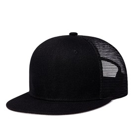 Quanhaigou Mesh Trucker Hats,Outdoor Snapback Dad Hat,Hip Hop Men Women Adjustable Baseball Caps (Black)