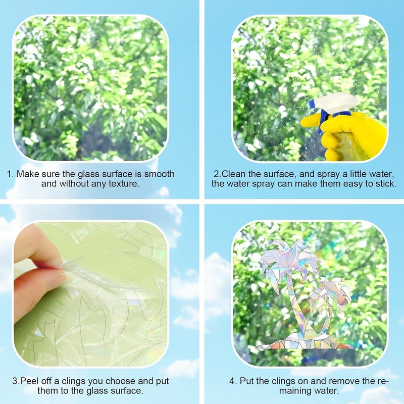 Rainbow Window Clings Anti-Collision Window Decals to Save Birds from