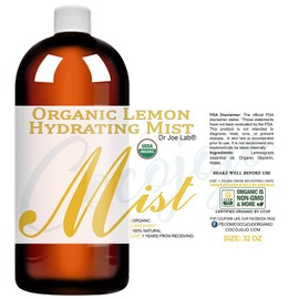 Dr Joe Lab Organic Lemon Mist For Skincare - USDA Certified - Hydrating - Moisturize Sensitive and Dry Skin - Pillow Relaxation - Lemon Essential Oil & Body Mist - (32 oz)