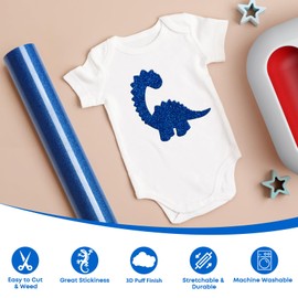 TransWonder Green Puff-Glitter-Vinyl-Heat-Transfer 3D Puff Vinyl Puff Heat Transfer Vinyl - 12x6ft. Puff Glitter Vinyl Heat Transfer Puff Iron on Vinyl for Cricut T Shirts (Green)