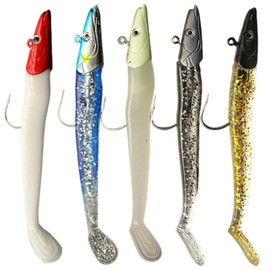 5 PCS Soft Plastic Lures,Fishing Lures with Jig Head and T tail,Realistic Paddle Tail Swim Action Fishing Lure,Artificial Bait,for Bass Trout Saltwater Rocky Shore Freshwater Fish Tackle