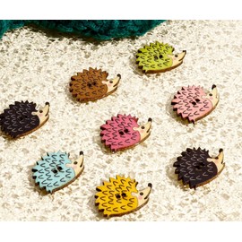 30 Wonderful Wooden Buttons Hedgehog Two-Hole Buttons 25 x 18 mm with 2 Holes of 2 mm Wooden Buttons for Sewing on Crafts for Children's Clothing Decoration