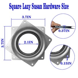 4” Lazy Susan Hardware, 4Pack Square Ball Bearing Swivel Plate, 300lbs Capacity Rotating Bearing Turntable, 5/16” Thick Lazy Susan Turntable for Kitchen Cabinet, Painting, Craft Project, Makeup Holder