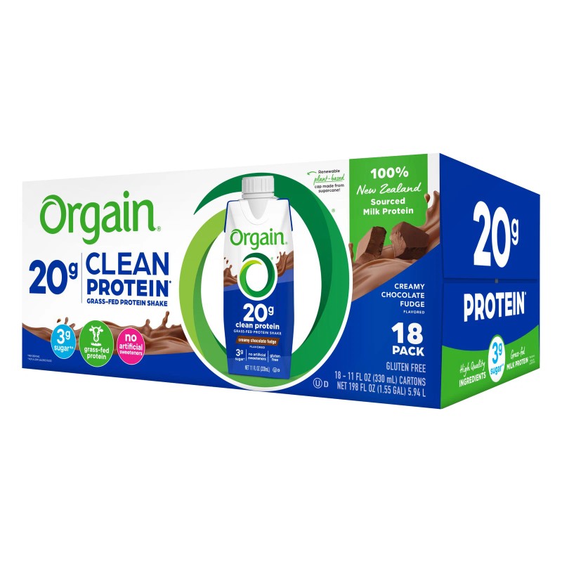 Orgain Clean Grass Fed Protein Shake, Creamy Chocolate Fudge, 11