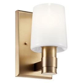 KICHLER Adani 1-Light Wall Sconce, Modern Light with Opal Glass in Champagne Bronze, for Bathroom, Powder Room, Kitchen, Bedroom, or Hallway (8.5" x 5"), 55174CPZ
