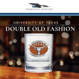 Heritage Pewter Texas Longhorns Double Old Fashion | Double Rocks Glass 14 OZ for Liquor | Expertly Crafted Pewter Glass
