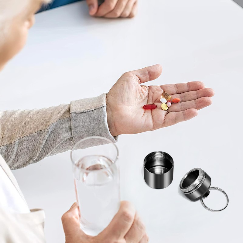 Pill Keychain Holder- Small Pill Box Waterproof Pills Fob Organizer