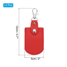 PATIKIL Leather Key Chain, Pack of 2 Leather Keyrings with Key Rings, DIY Key Ring Holder for Home, Office, Car Keys, ID Key Cards, Air Tags, Red, red