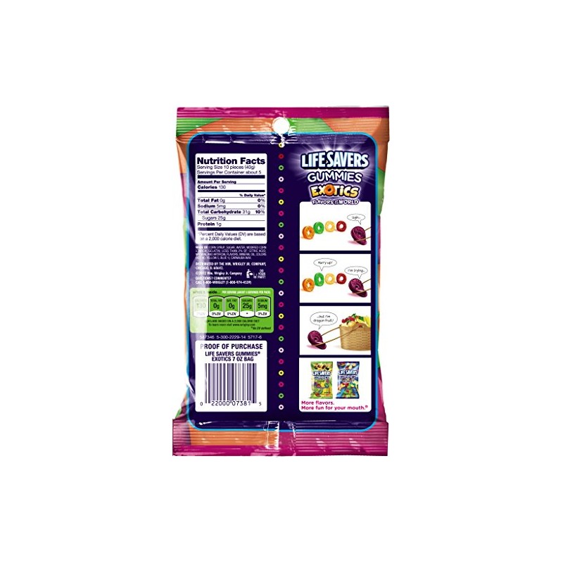 Life Savers Exotics Gummies Candy Bag, 7 ounce (12 Packs)