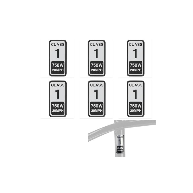 Powallon Class 1 Ebike Sticker 6 pcs 750W Vinyl Label