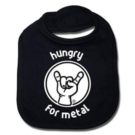 Hungry for Metal Baby Bib, Black, Size One Size (0-2 Years), 100% Statement by Metal Kids