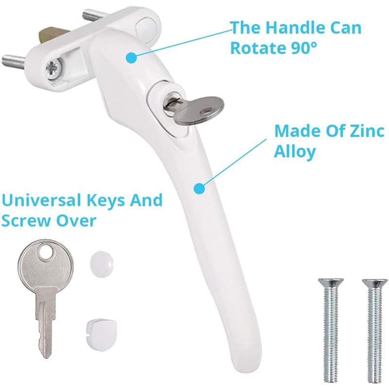 Hsthe Sea 2 x Aluminium Window Handles, Lockable Window Handle