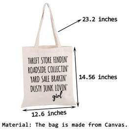 PWHAOO Thrift Store Tote Bag Yard Sale Tote Bag Junking Tote Bag Thrifty Girl Gift Junk Lovers Gift, Thrift Store Tote