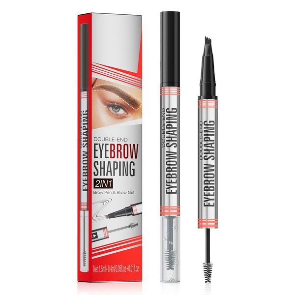 TOEECY Eyebrow Pencil, 2-in-1 Liquid Eyebrow Pencil, Eyebrow Brush, 4