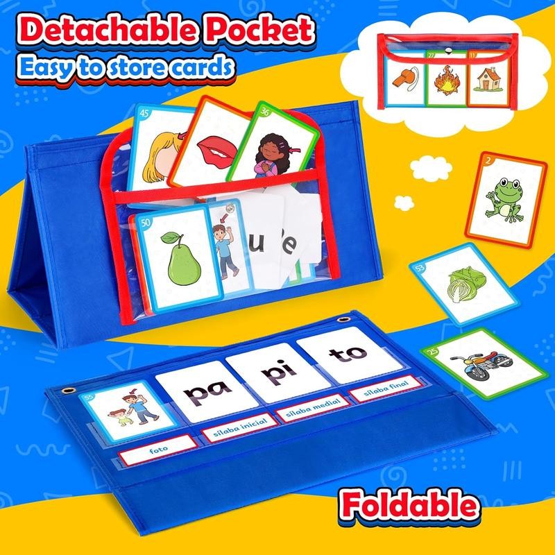 Torlam Spanish Learning Word Building Pocket Chart, Spanish Vocabulary Games