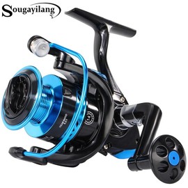 Sougayilang Spinning Fishing Reel, 1000-5000 Series with CNC Handle & 5.2:1 Gear Ratio Stainless Steel 3 Colors Fishing Reel for Freshwater, Fishing Tackle for Beginner - Color: 1 Count Blue, Specification: 3000