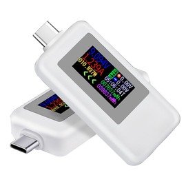 Fastsaw USB C Tester Power Meter, USB C Power Meter, USB C Power Meter, USB Current Meter, Power Meter, USB Tester, Voltage Meter, Working Time, Ammeter, Voltmeter, LED Display, Pack of 2