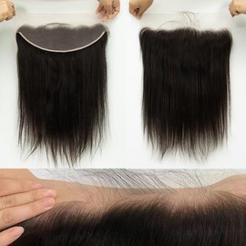 Topnormantic 13x4 Lace Frontal, Single Knots Swiss Lace Frontal 12A Brazilian Virgin Hair Ear To Ear Lace Frontal Closure Pre Plucked with Baby Hair Soft Straight Hair Frontal Free Part 12 Inch