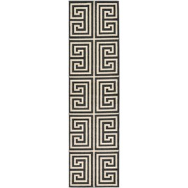 Unique Loom Athens Collection Geometric Casual Modern Border Black Runner Rug (2' 7 x 10' 0)