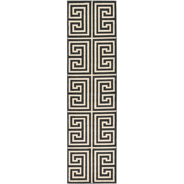 Unique Loom Athens Collection Geometric Casual Modern Border Black Runner