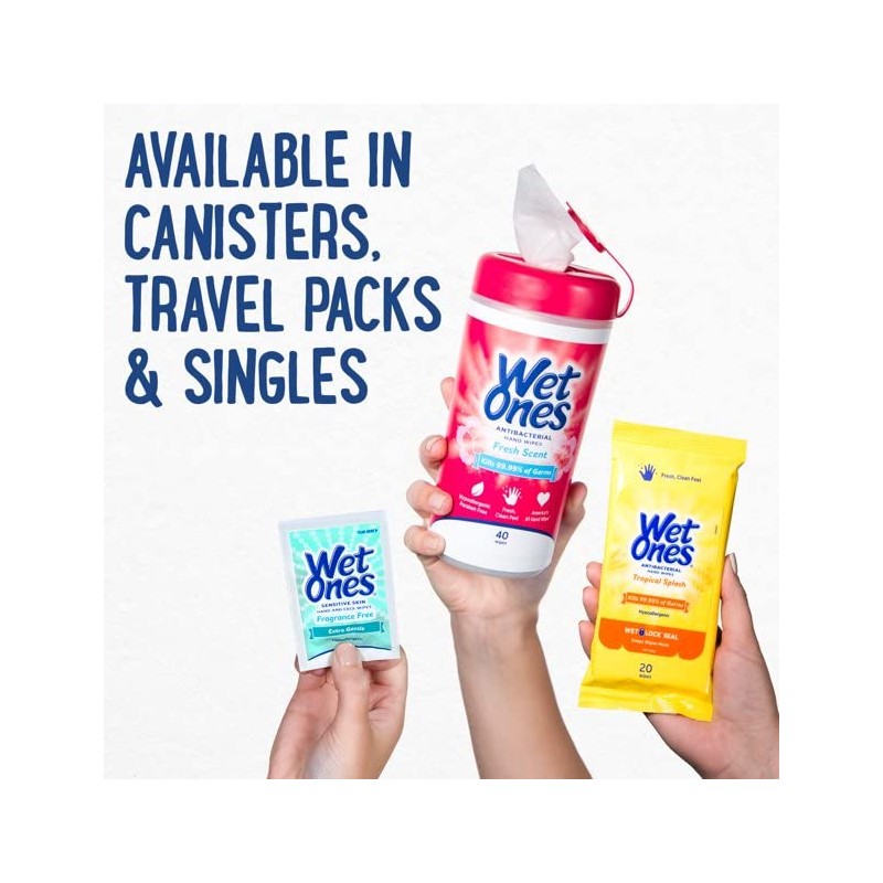 WET ONES Antibacterial Hand Wipes, Fresh Scent 20 ea (Pack