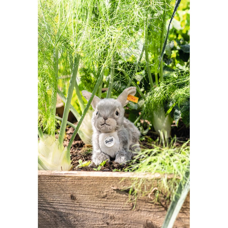 Steiff Dormili Rabbit 21 cm Cuddly Toy Grey Sitting, Gray