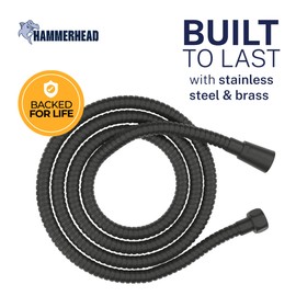 HammerHead Showers Solid Metal Shower Hose Attachment for Showerhead, Extra-Long 72-Inch Universal Replacement Hose for Hand held Shower, Matte Black