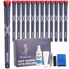 Geoleap Golf Grips 13 Pack,Non-slip and High Shock-absorbing Golf Club Grips ,Choose between 13 Grips with 15 Tapes and Full Kits.(Midsize-Navy(All Repair Kits))