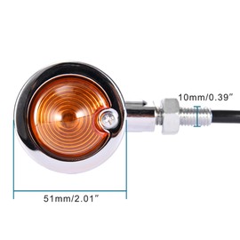 GOOFIT 12V 10W Motorcycle Vintage Refit Chrome Amber Bullet Flashing Light Headlight Lamp Mini Turn Signals Indicator Running Shape Replacement For Scooter Motocross