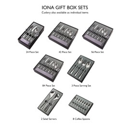 Robert Welch Iona Bright, 7 Piece Cutlery Place Setting. Made from Stainless Steel. Dishwasher Safe.