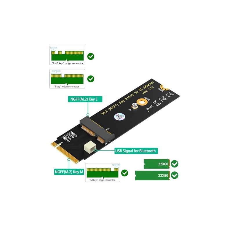 Módulo M.2 Key E, Tarjeta M.2 NGFF A E Key