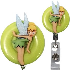 Cartoon Princess Fairy Character Real Charming Retractable Heavy Duty Belt Clip ID Badge Holder Badge Reel (Tink BL BC)