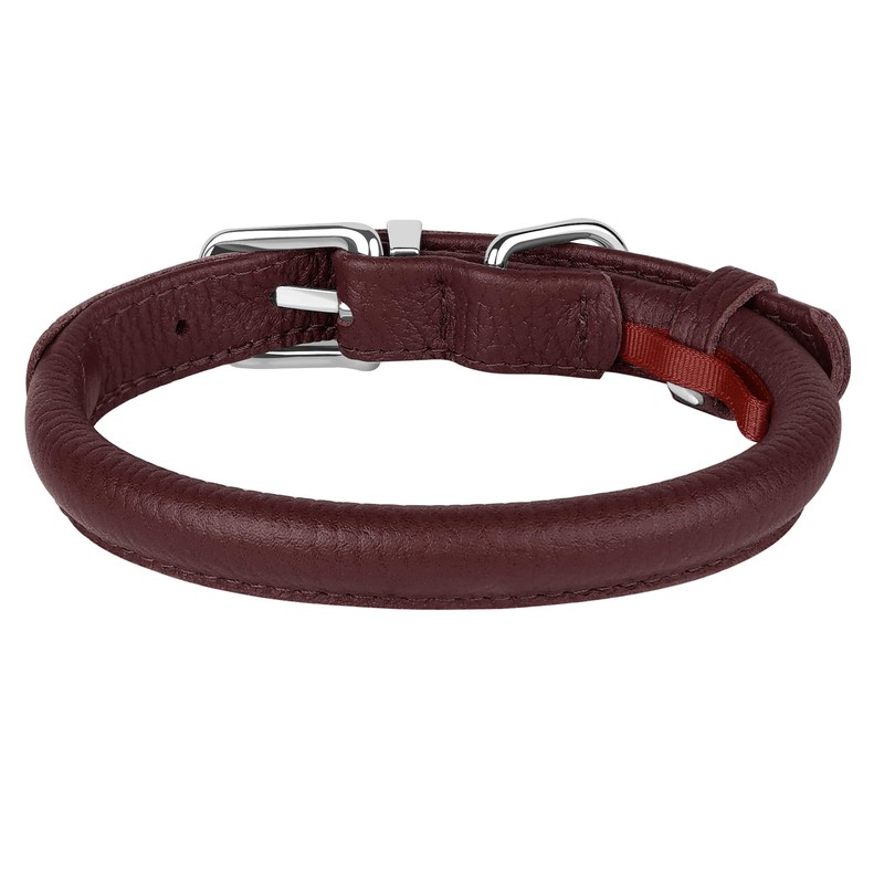 OOPSDOGGY Rolled Leather Dog Collar Soft Roll Collars for Small