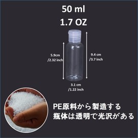 LIMUNJIZ 10 Pcs Travel Bottles, Small Divided Bottles, Travel, Plastic, 1.0 fl oz (30 ml), 1.8 fl oz (50 ml), Empty Bottle, Refill, Transparent, Colorless, Butterfly Lid, Cap, Lotion, Essential Oils,