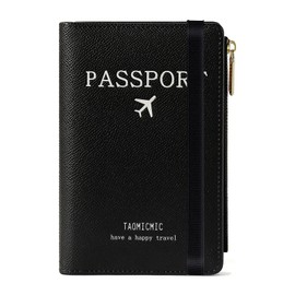 Passport Holder with RFID Blocker, Protective Case for Credit Cards, Passport, ID and Travel Documents, Travel Accessories/Travel Organiser, Multi-Compartment Zipped Wallet, black, rfid wallet