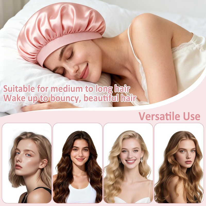 Heatless Curlers Set, Heatless Curls Overnight, Silk Shower Cap -