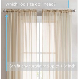 HLC.ME Antique Taupe Sheer Voile Window Treatment Rod Pocket Curtain Panels for Bedroom, Kitchen, and Living Room (54 x 72 inches Long, Set of 2)
