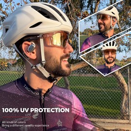 KAPVOE Polarized Cycling Glasses Men Women Mountain Bike Sunglasses MTB Glasses TR90 Sport Glasses Biking Sunglasses Bicycle Riding Goggles Road Cycling Sunglasses Running Golf Cycle Glasses Gold