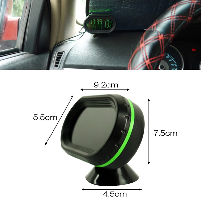 Shkalacar Digital Thermometer and Clock - LED Lighted Auto Dual