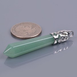 Justinstones Hexagonal Pointed Reiki Chakra Pendant Stainless Steel Chain Necklace 20 Inch Iron Gift Box, Stone, Aventurine