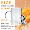 SIPBYSOP 34 oz Glass Tumbler With Handle,Clear Cup With Straw