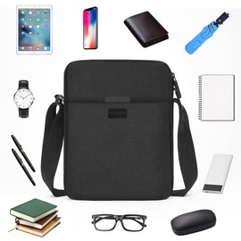 flintronic Men's Shoulder Bag, Waterproof Messenger Bag with Adjustable Strap, Lightweight Work Bag, Crossbody Bag for Working Shopping School Travel Daily Use(Black)